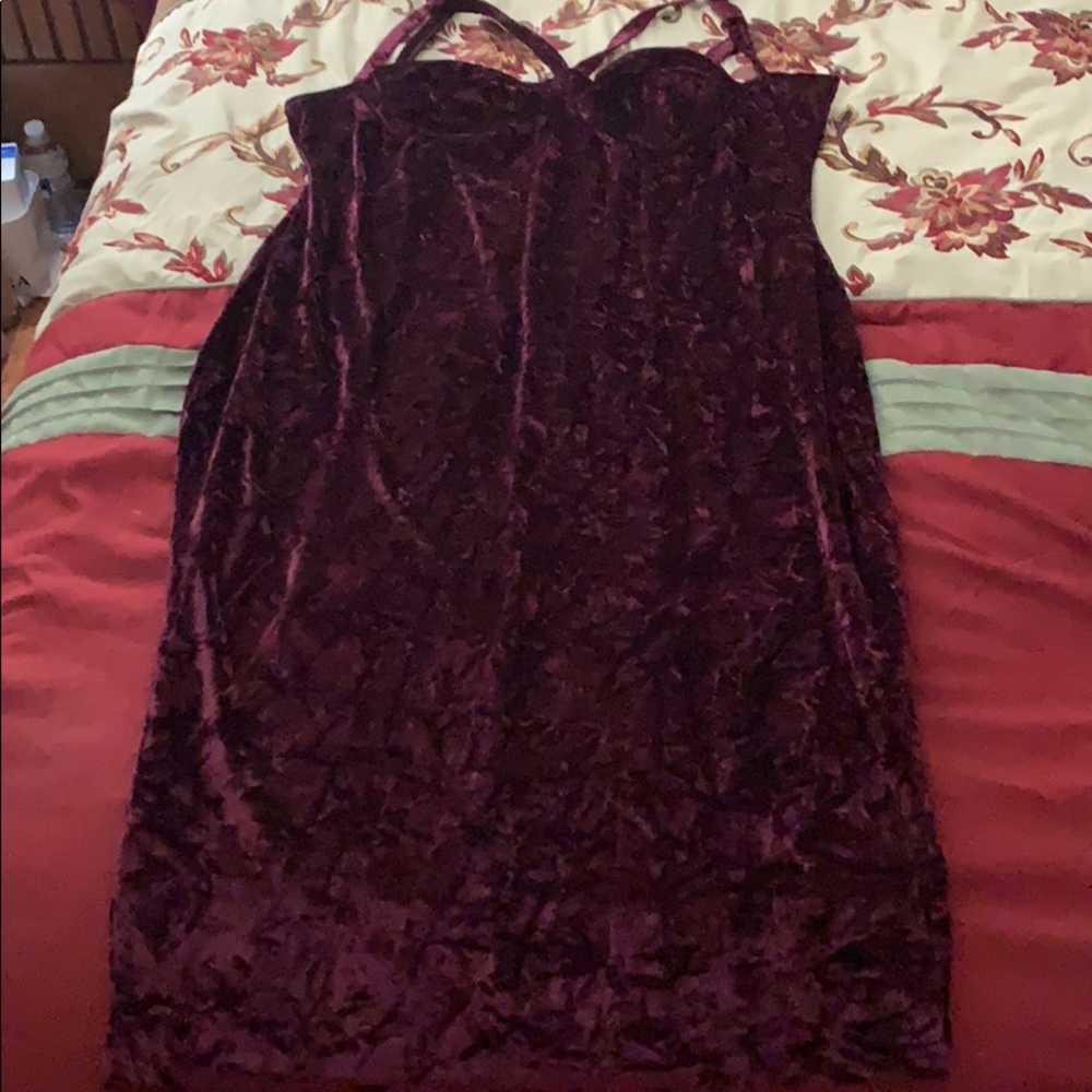 Burgundy Knee Length Dress